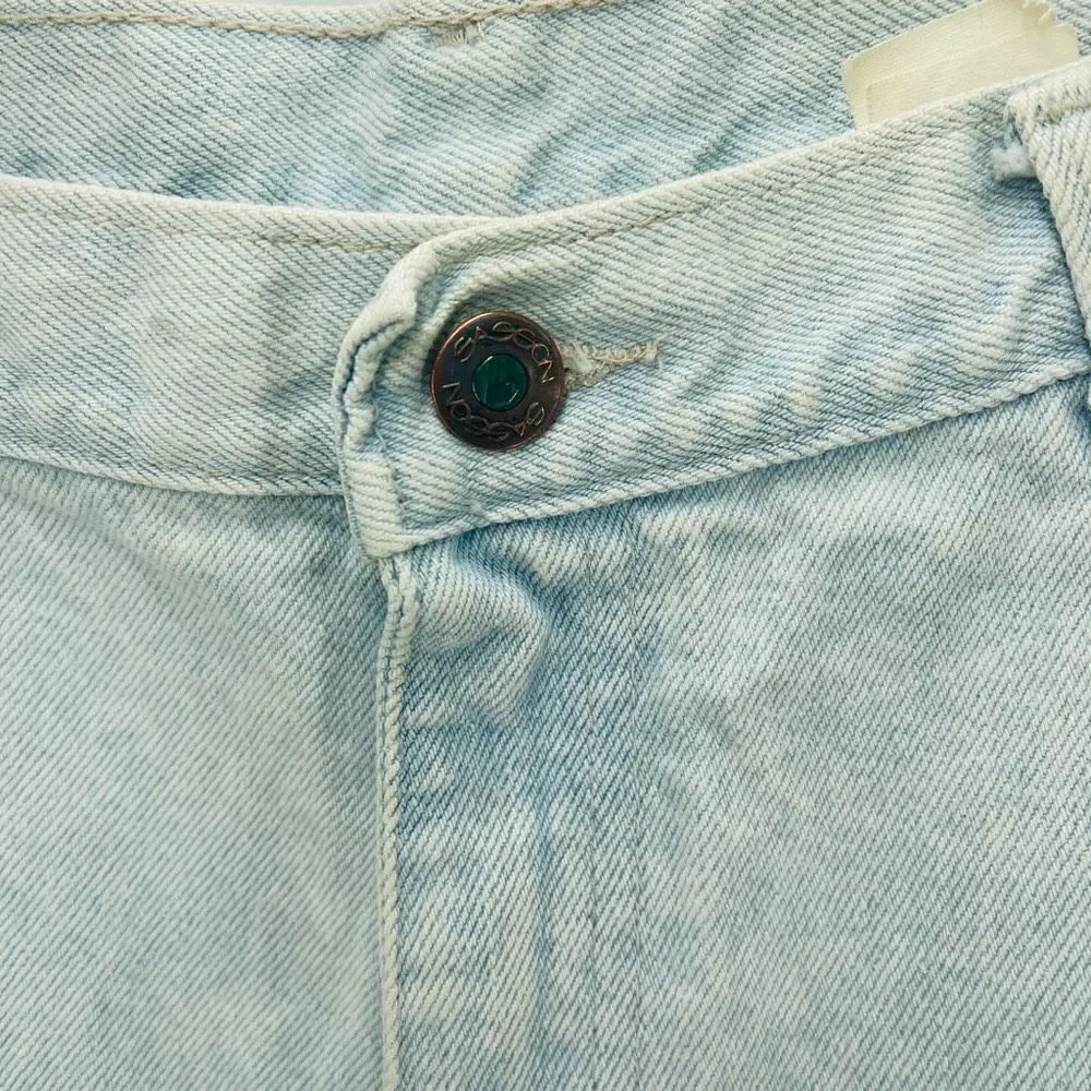 Sasson vintage balloon Denim Mom Jeans Wide Leg Crop Ankle High Rise Light Wash